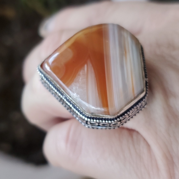 New Botswana Agate 925 Silver Statement Ring. - Picture 9 of 16